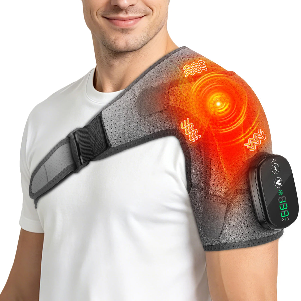 Cordless Electric Heated Shoulder Massager Vibration Support Belt