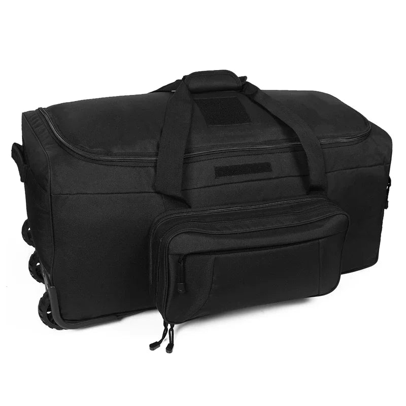 LQARMY 124L Outdoor Travel Bag Waterproof Nylon Trolley Case