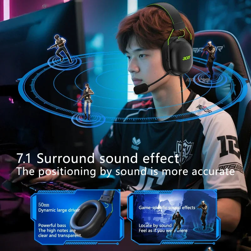 Acer OHW200 Wired Gaming Headset With Noise Cancelling Mic