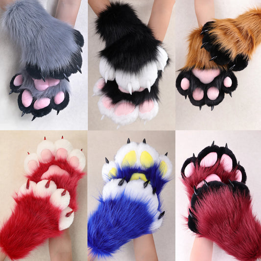 Faux Fur Animal Claw Gloves For Cosplay Costume Party
