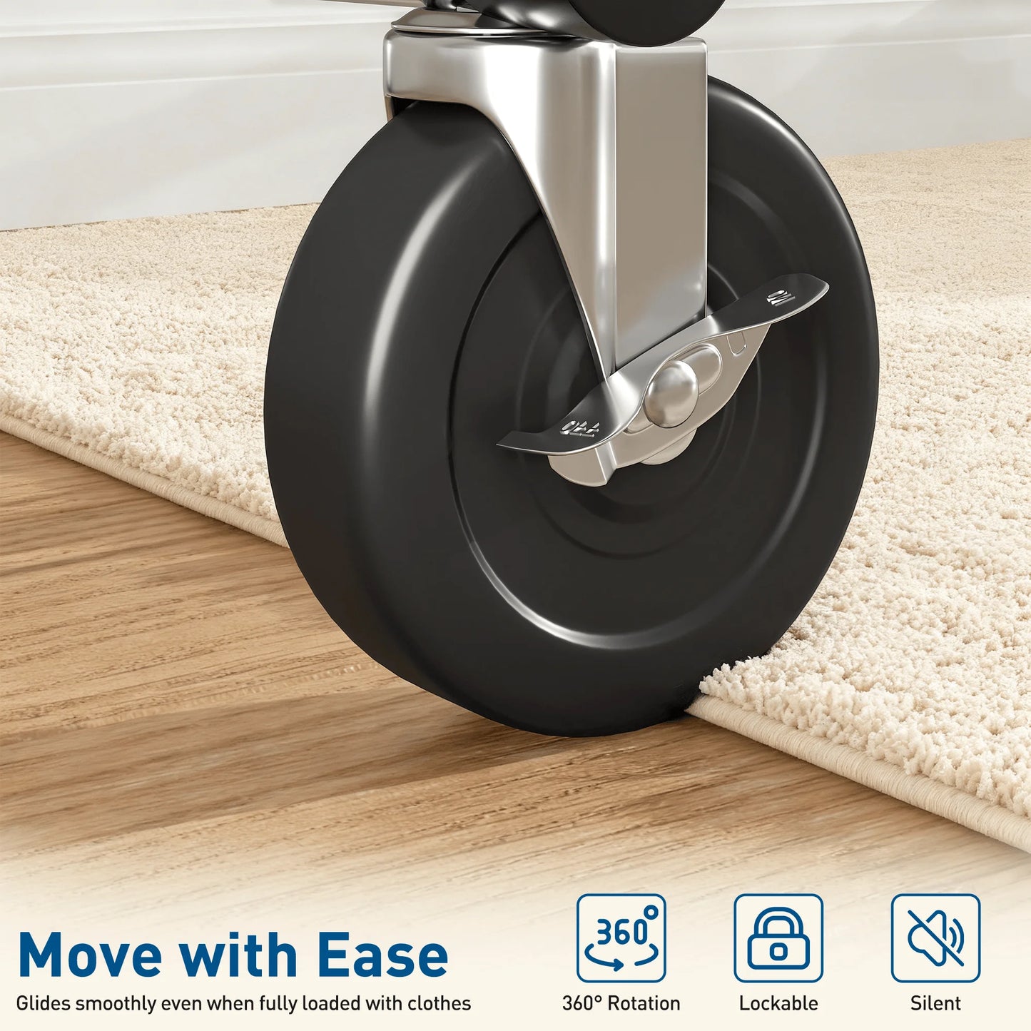 EnHomee Heavy Duty Garment Stand With Braked Casters Mesh Shelf