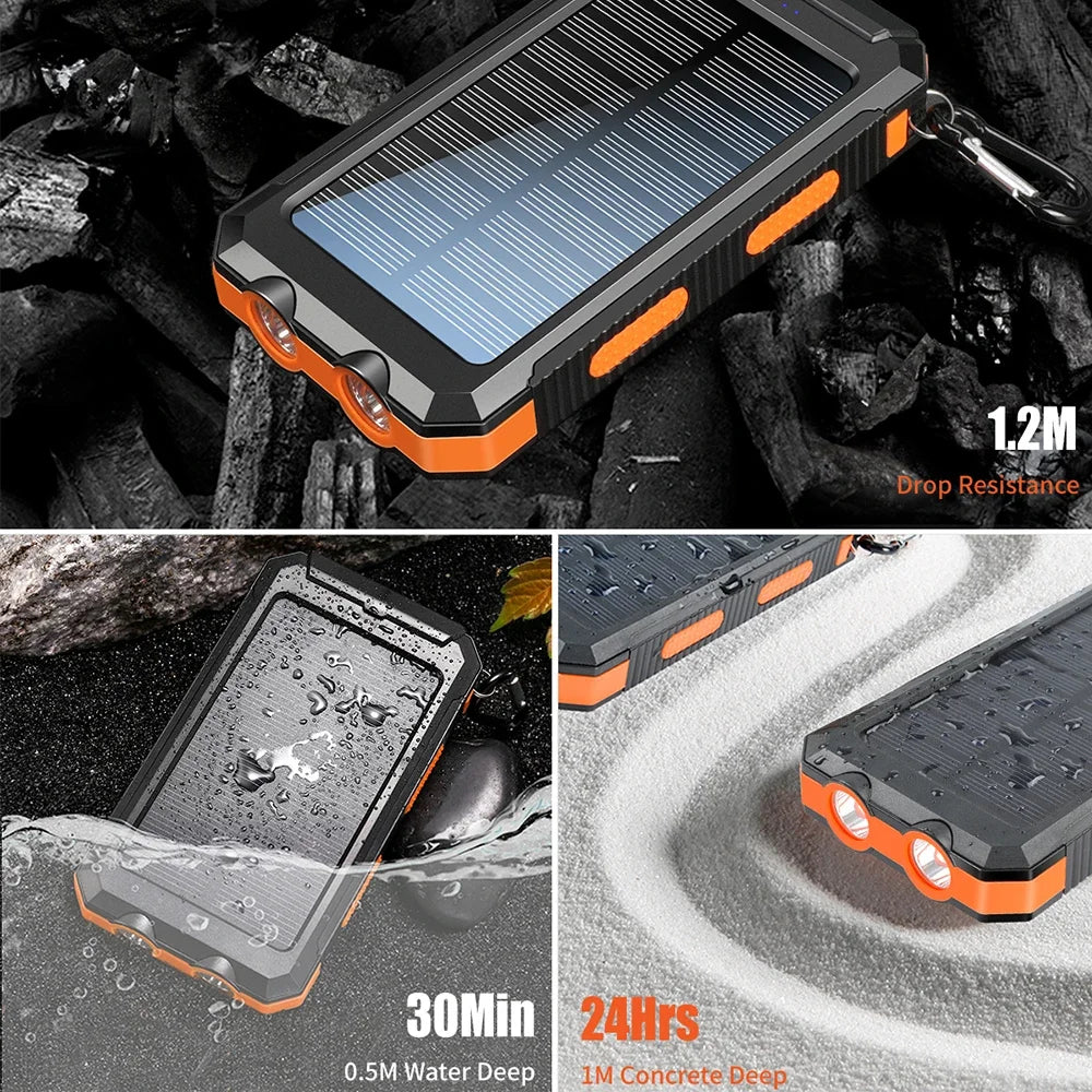 10000mAh Solar Power Bank Featuring Dual USB Type C Ports