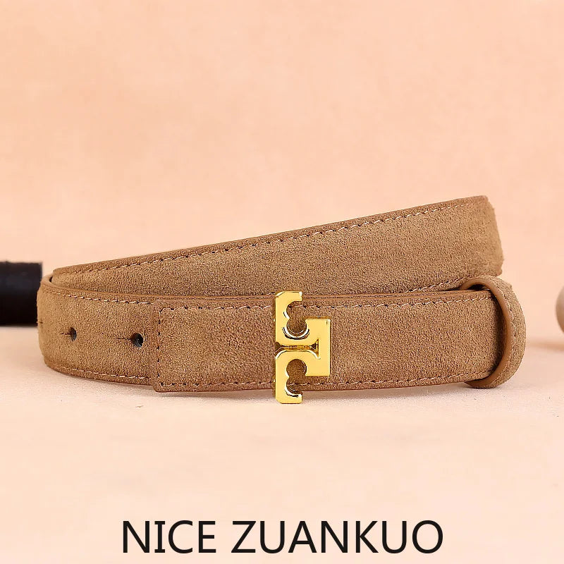 Zuankuo Women's Genuine Leather Suede Fashion Belt With Creative Design