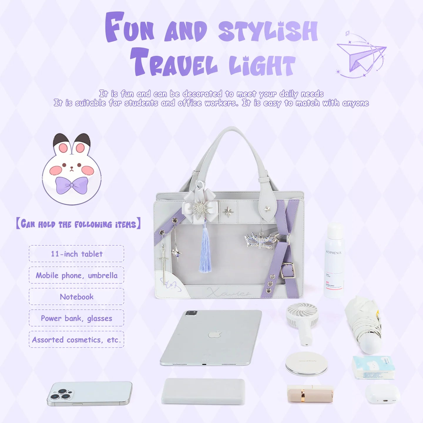 Kabaqoo Y2K Star Ita Bag Transparent Crossbody Purse