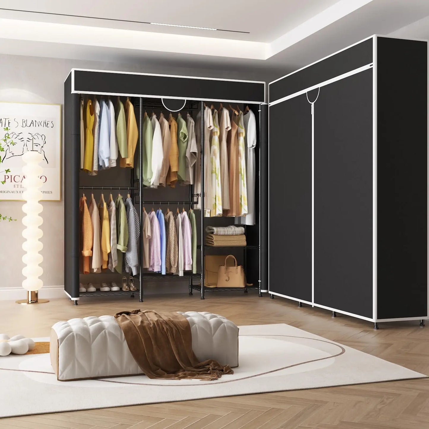 HiMISS Heavy Duty Portable Closet Wardrobe 1100 Lb Capacity