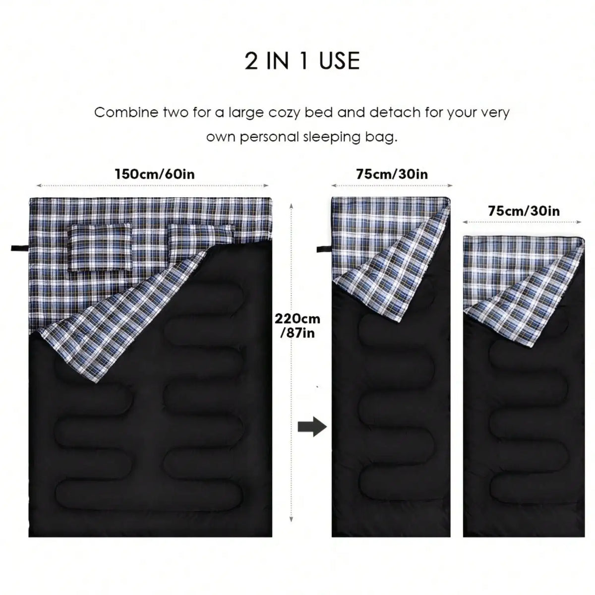 Two Person Camping Sleeping Bag With Pillows For Cold Weather