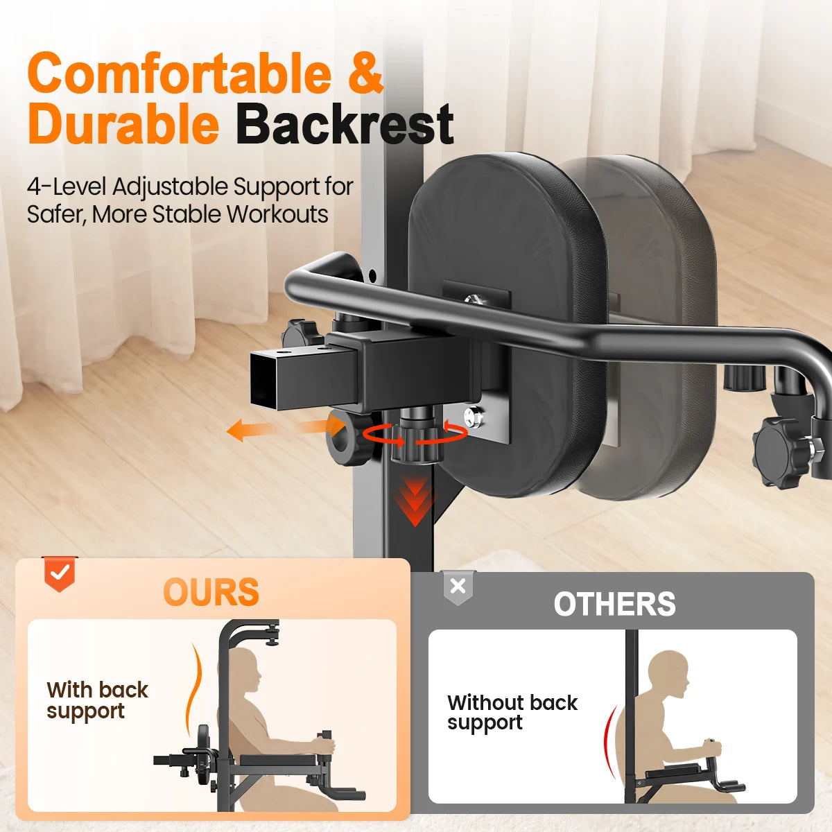 Pull Up Dip Power Tower With Stepper 450 LBS Capacity
