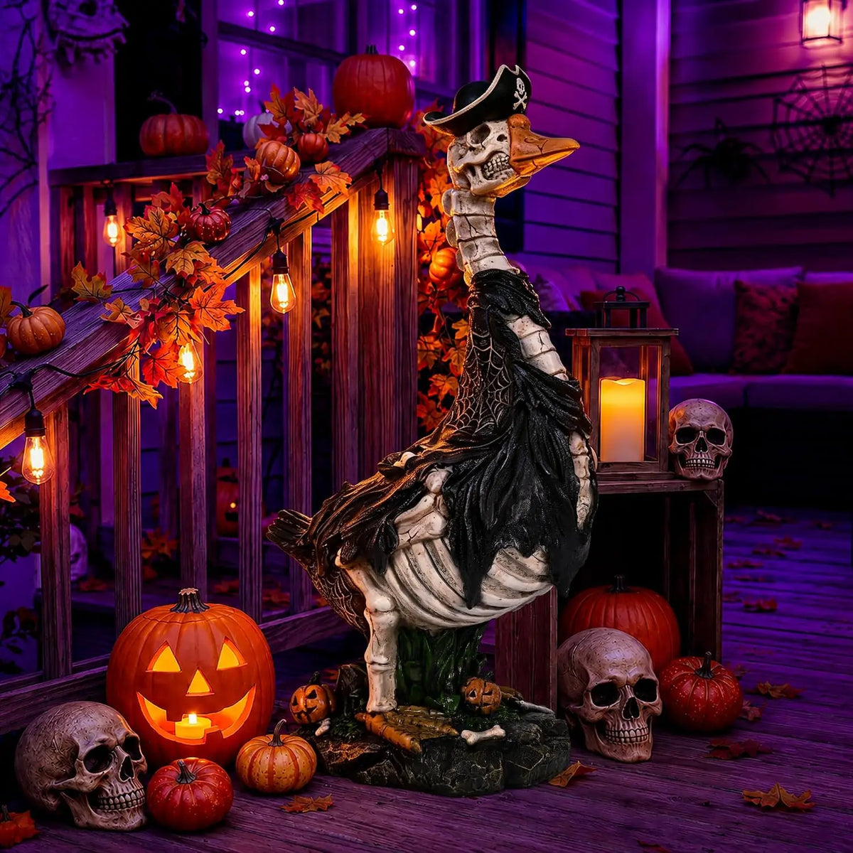 Halloween Skeleton Goose Porch Decoration For Outdoor Displays