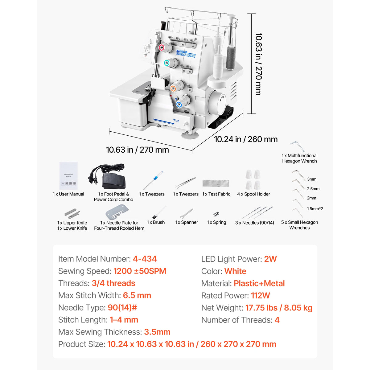 SucceBuy Serger Overlock Sewing Machine 2-3-4 Thread With Differential Feed