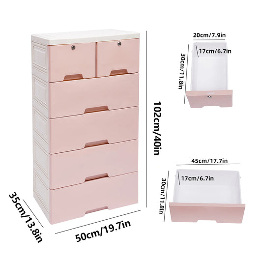 Classic 6 Drawer Plastic Dresser Storage Tower For Home Office