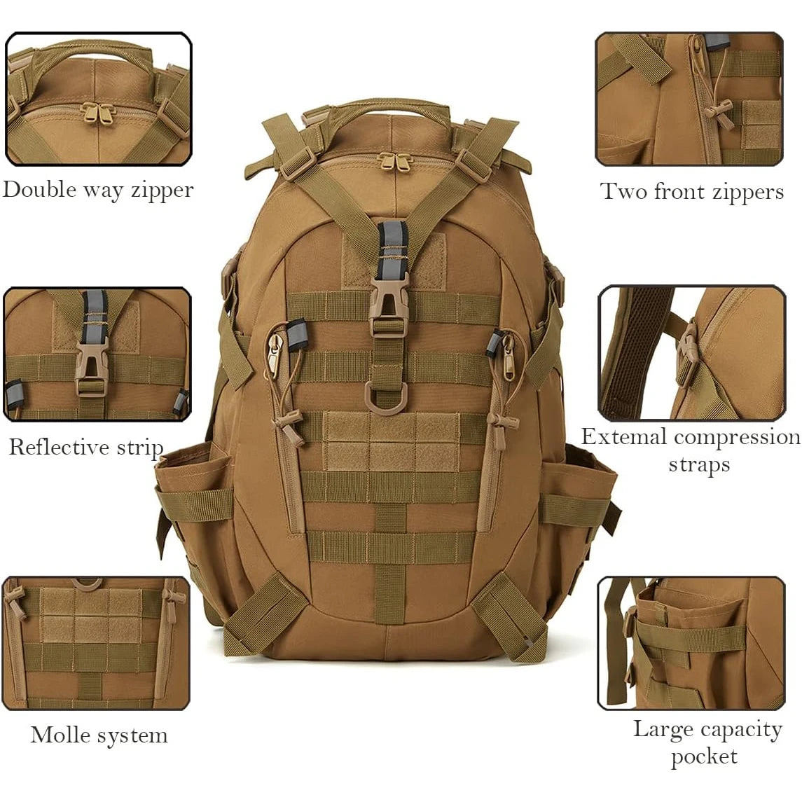 ReFire Gear Tactical Backpack With Modular System And Reflective Strips