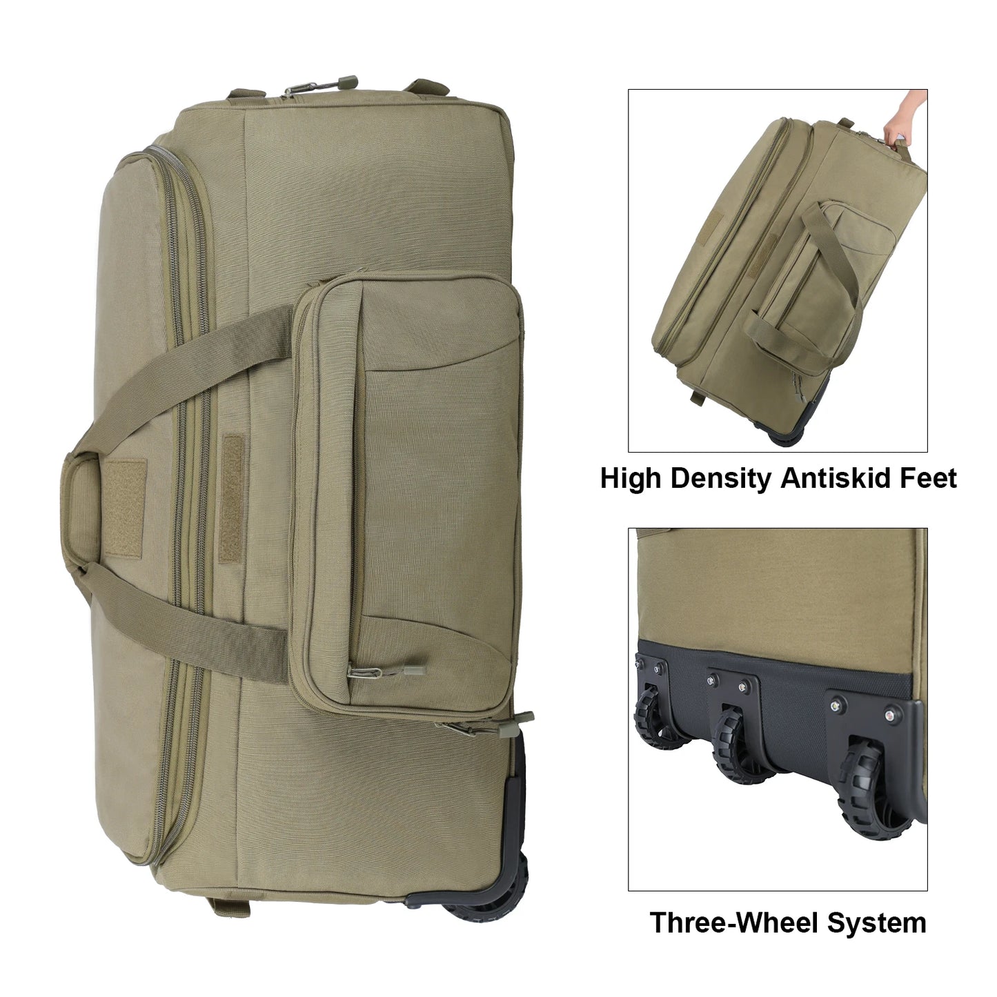 LQARMY 124L Outdoor Travel Bag Waterproof Nylon Trolley Case