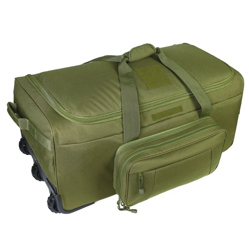 LQARMY 124L Outdoor Travel Bag Waterproof Nylon Trolley Case
