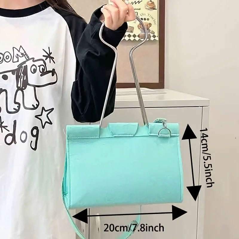 Stylish Clip Shape Square Fabric Women Shoulder Bag