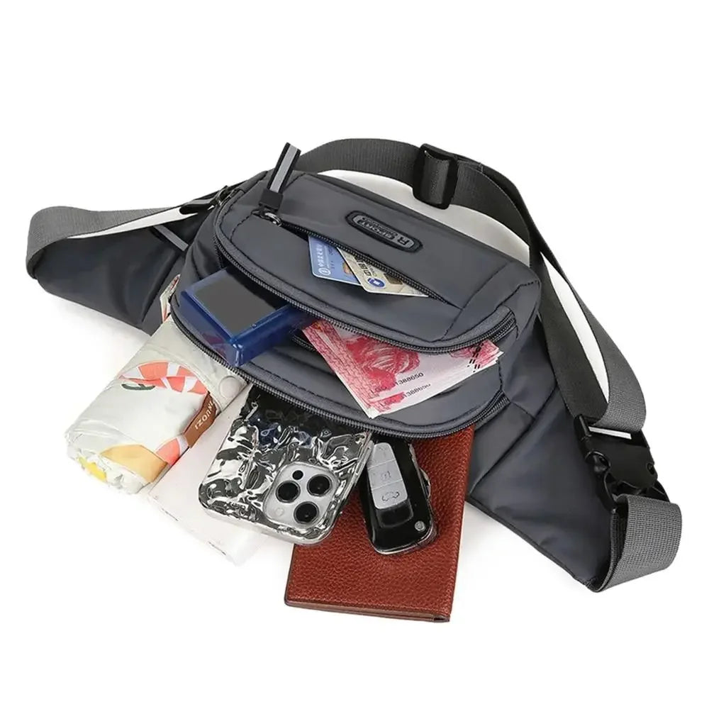 Mens Nylon Anti Theft Waist Bag Large Capacity Chest Bag