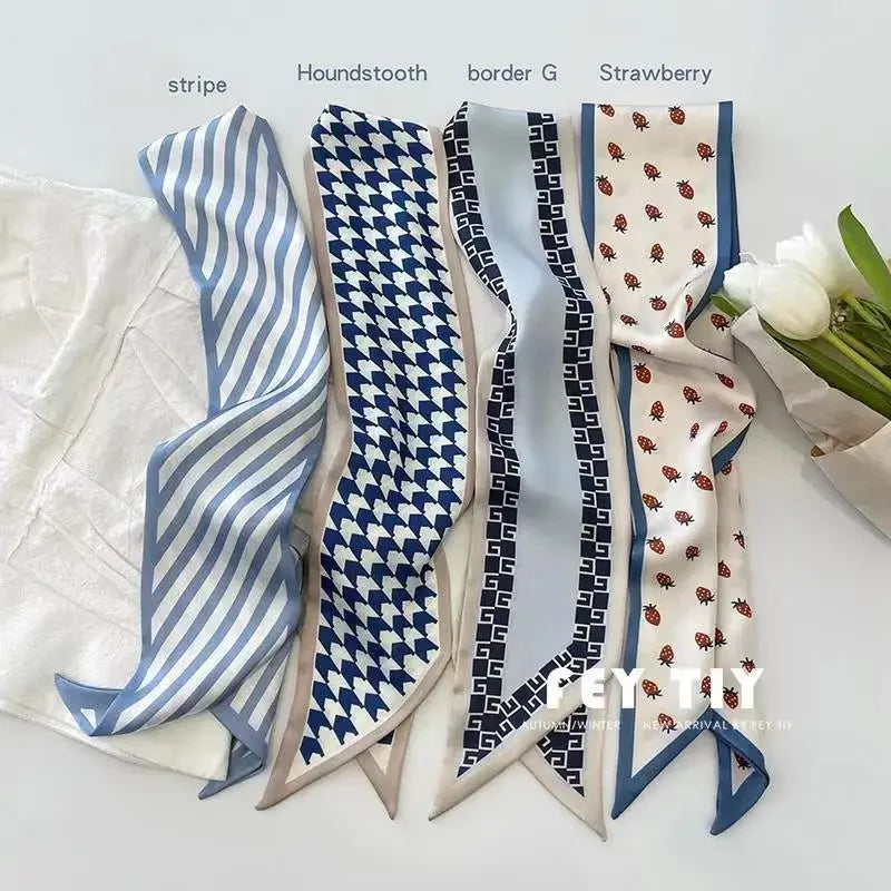 Set Of 4 Satin Scarves For Women Hair Accessories And Neck Ties