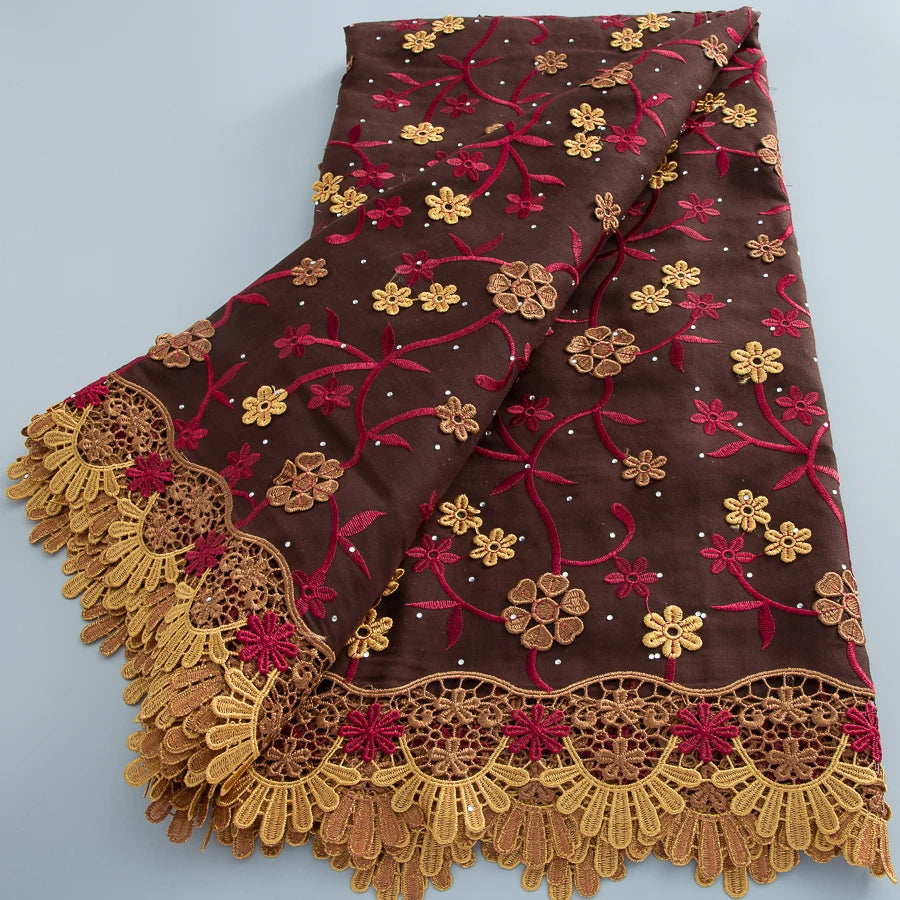 Premium African Swiss Voile Embroidery Lace Fabric For Wedding Dresses