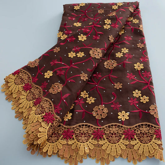 Premium African Swiss Voile Embroidery Lace Fabric For Wedding Dresses