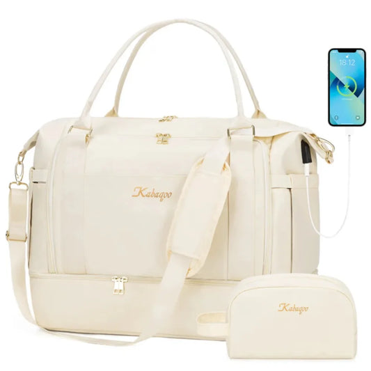 Kabaqoo Travel Duffle Bag With USB Port And Shoe Compartment