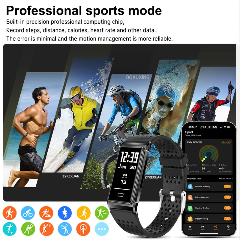 Fitness Tracker Smart Bracelet IPX8 Waterproof Touch Screen Health Monitor