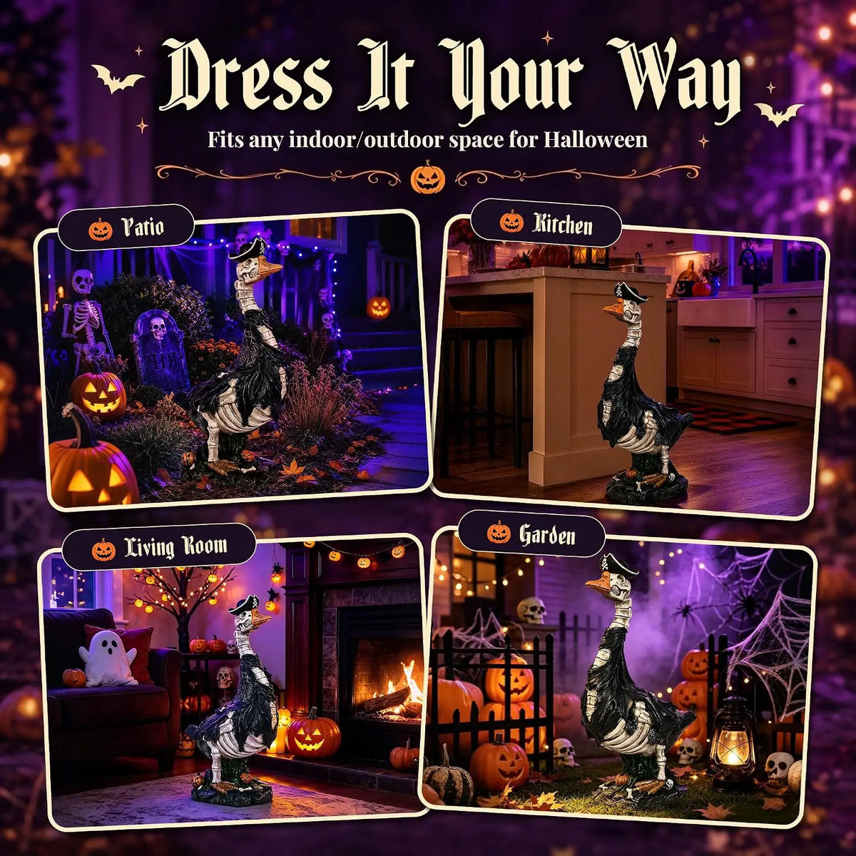 Halloween Skeleton Goose Porch Decoration For Outdoor Displays