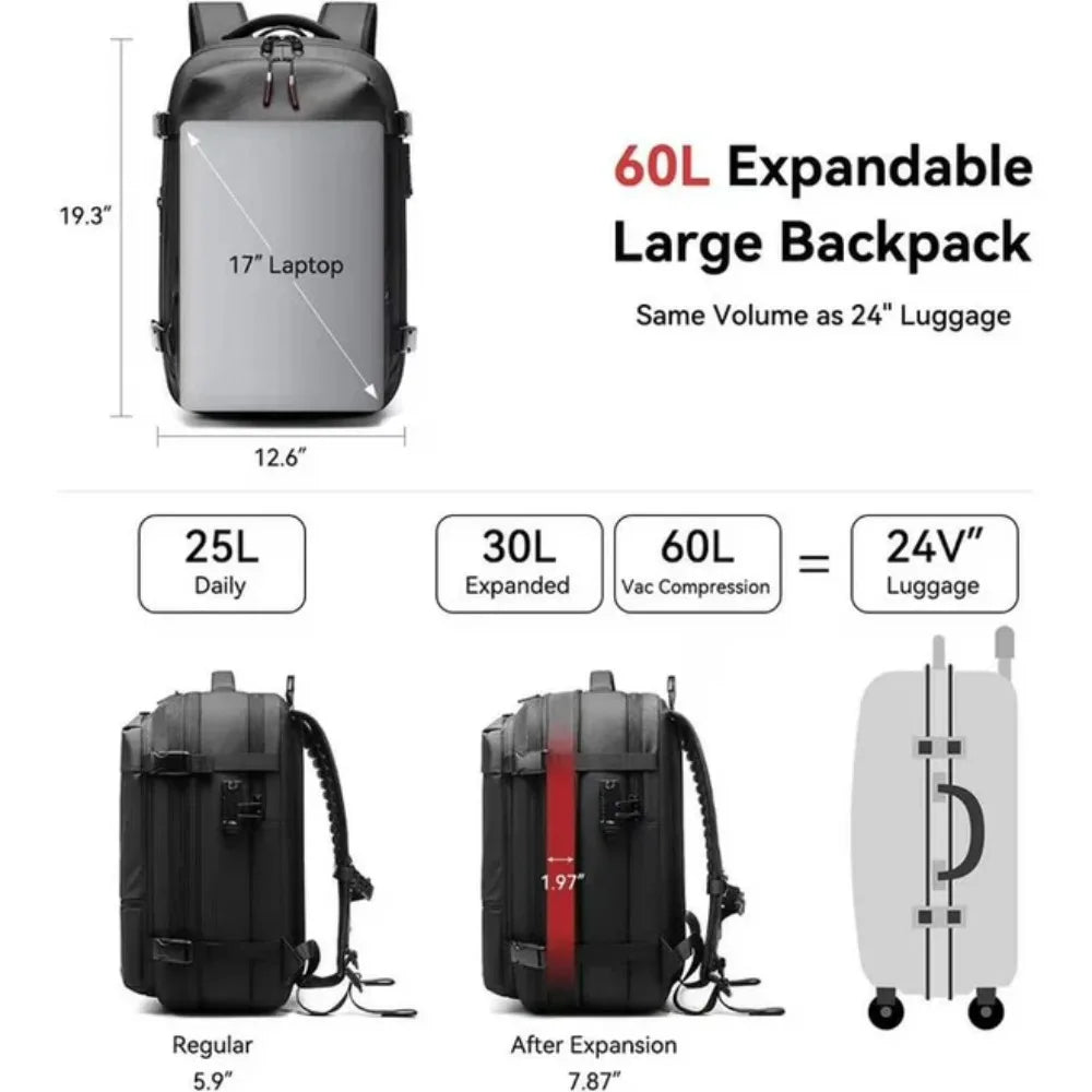 Kabaqoo Expandable Vacuum Compression Travel Backpack With Pump