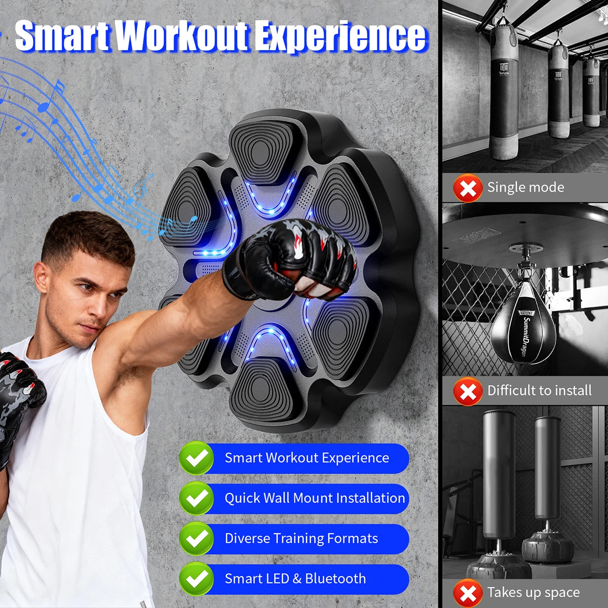 Music Boxing Machine With Bluetooth Training And Gloves