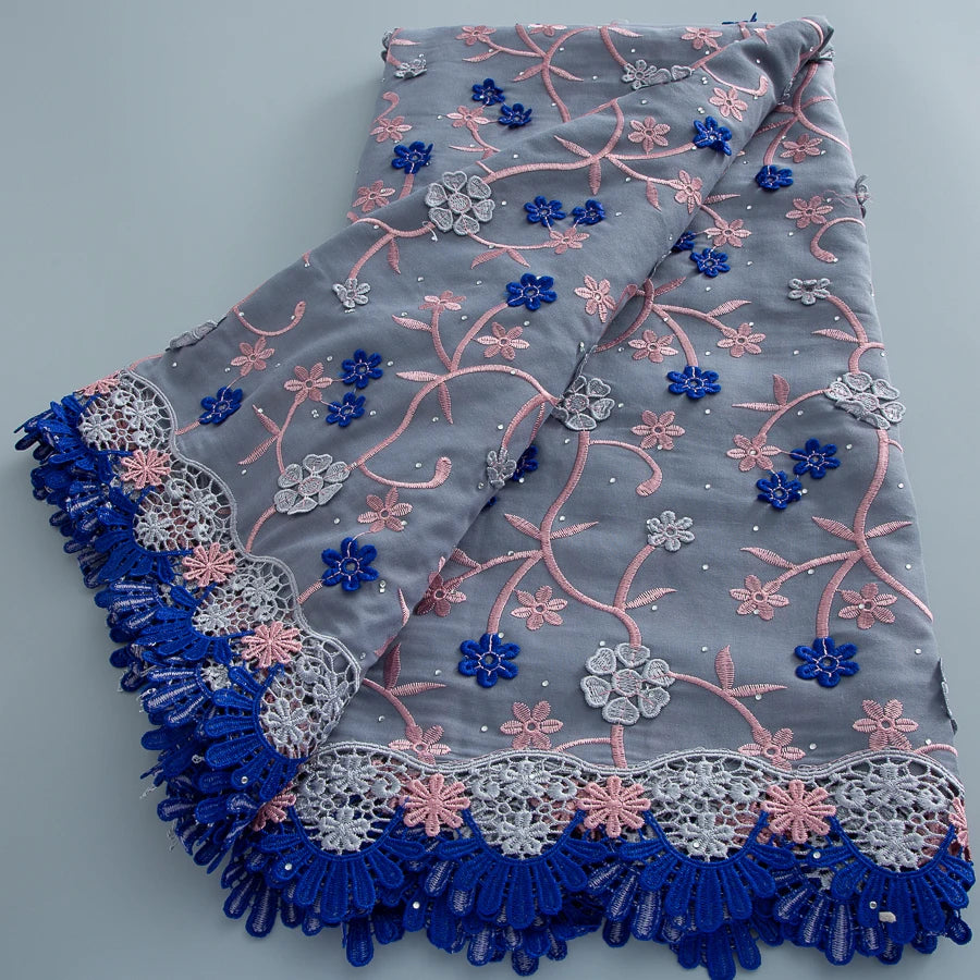 Premium African Swiss Voile Embroidery Lace Fabric For Wedding Dresses