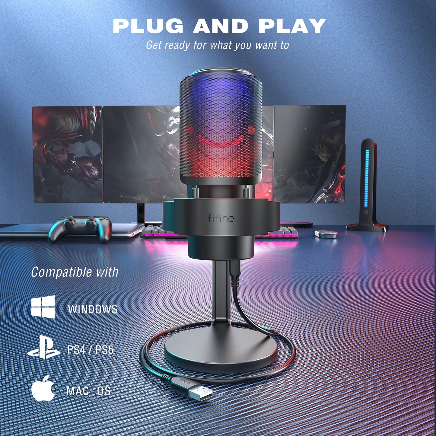 FIFINE USB Microphone A8 With Headphone Output And Touch Mute