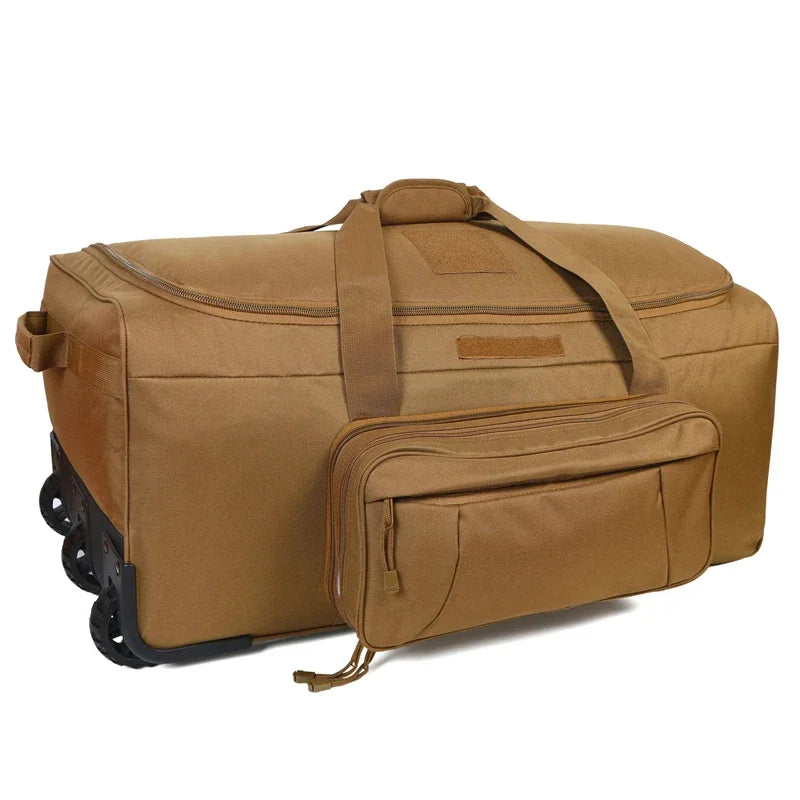 LQARMY 124L Outdoor Travel Bag Waterproof Nylon Trolley Case