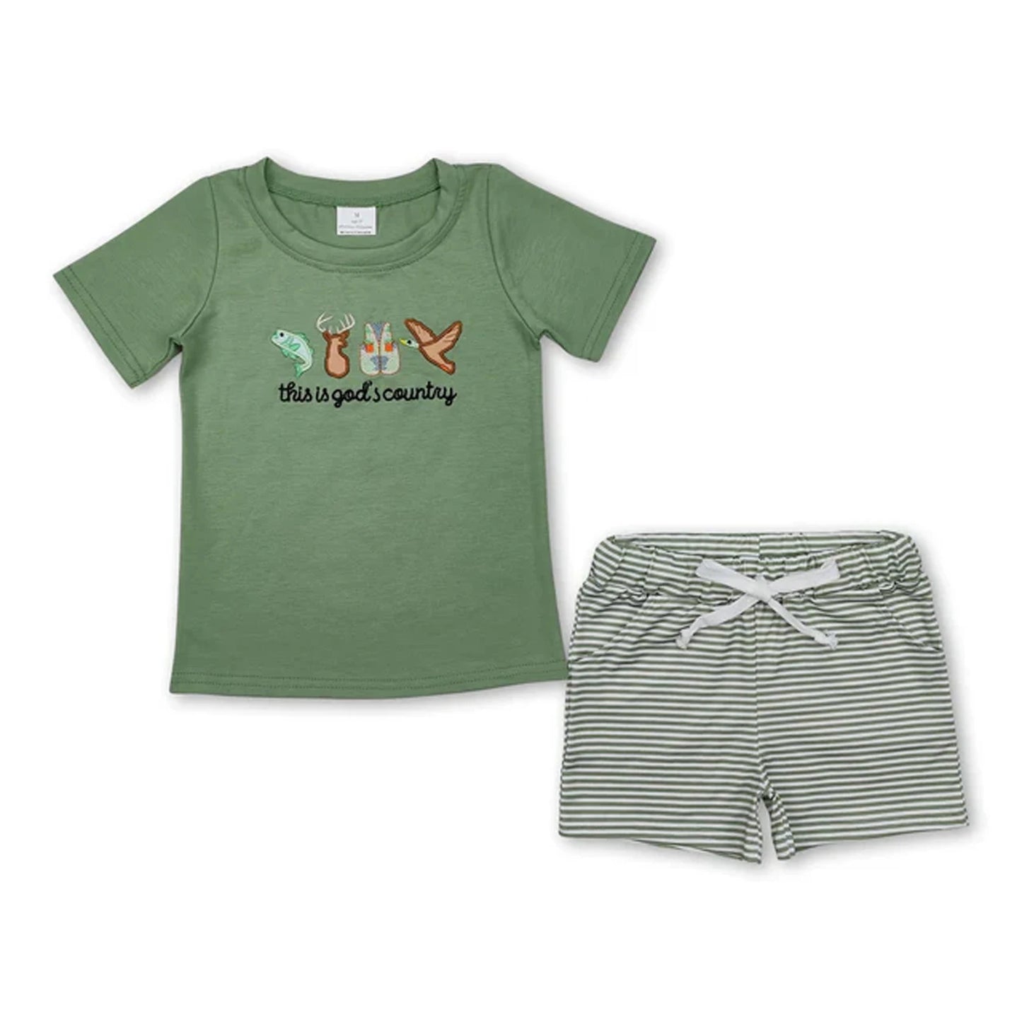 Toddler Boy Summer Set With Printed Tee And Shorts