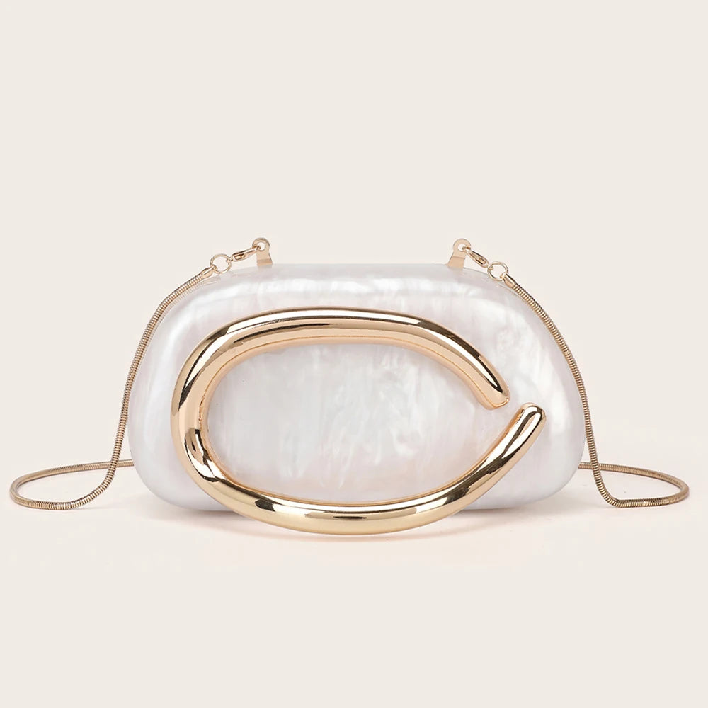 YYW Womens Metal Clutch Bag Luxury Evening Banquet Wedding Purse