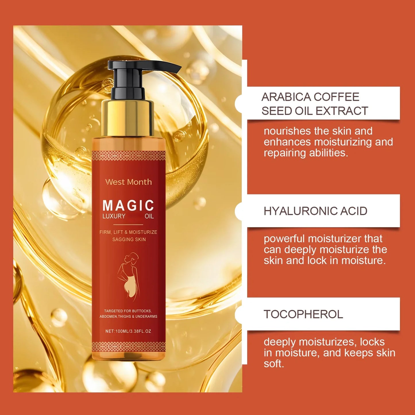 West Month Firming Body Oil for Glowing, Hydrated Skin