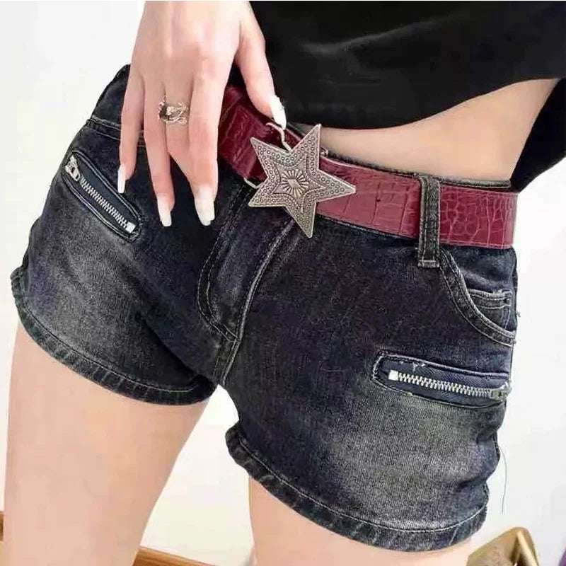 Gothic Punk Five-Pointed Star Buckle PU Leather Belt For Women