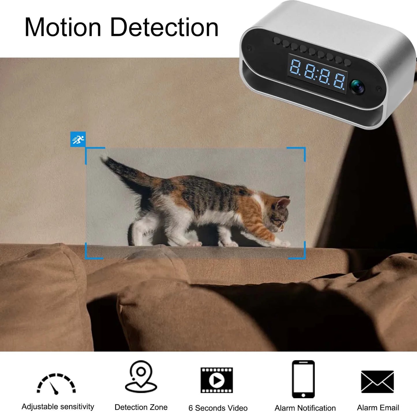 Ouvis 4K Camera Clock WiFi Night Vision and Motion Detection