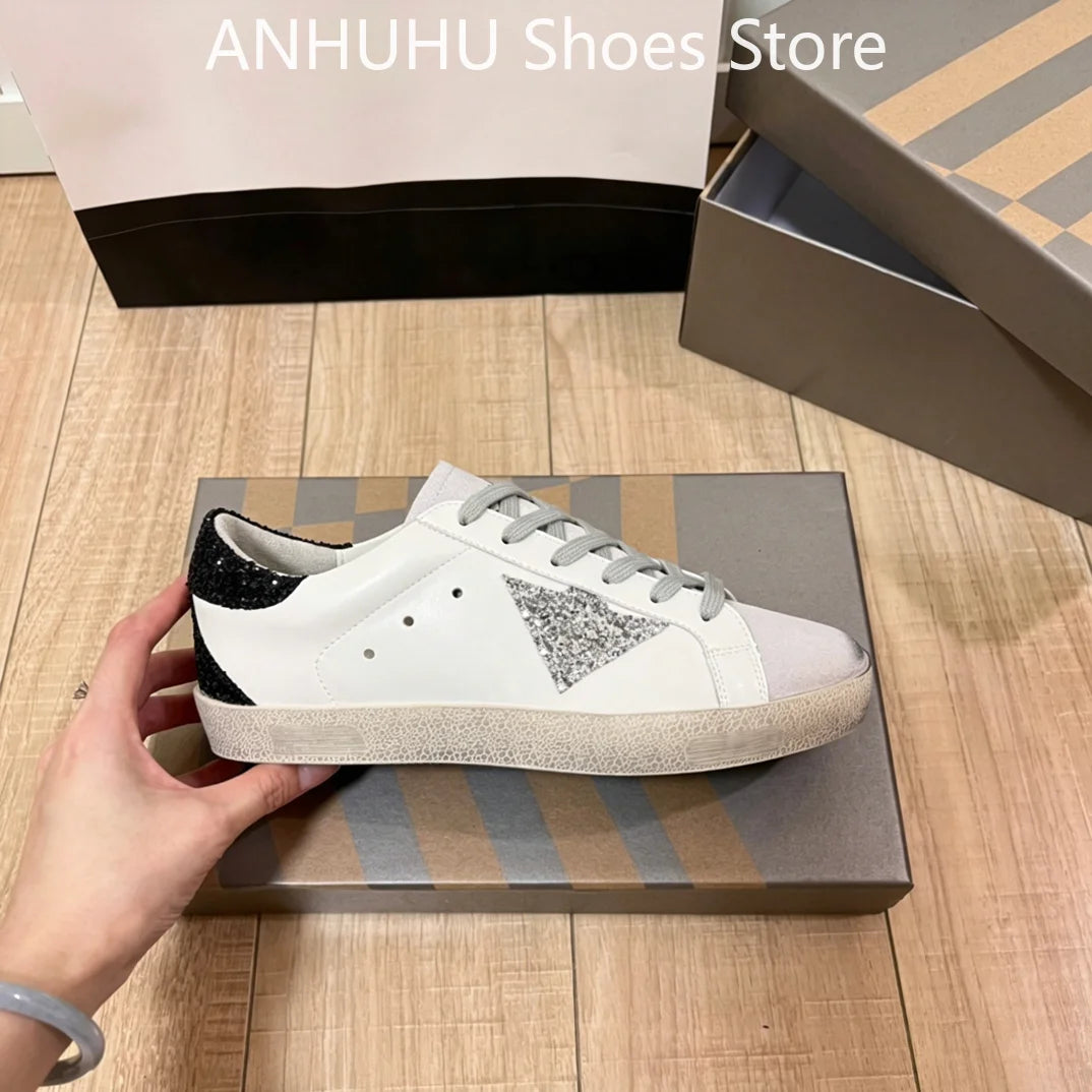 ANHUHU Star Sequin Low-Top Shoes Women's Luxury Casual