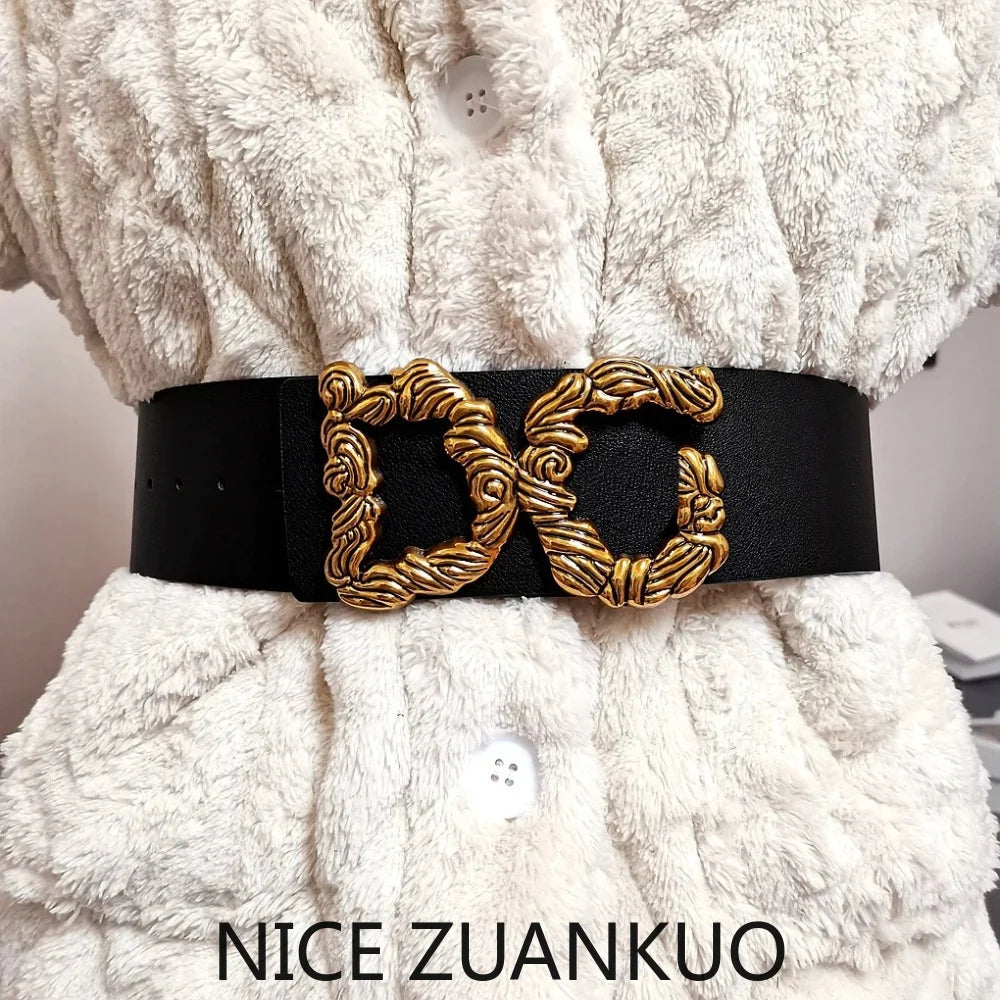 Women's Wide Split Leather Belt For Jeans And Skirts Slimming Fashion Accessory