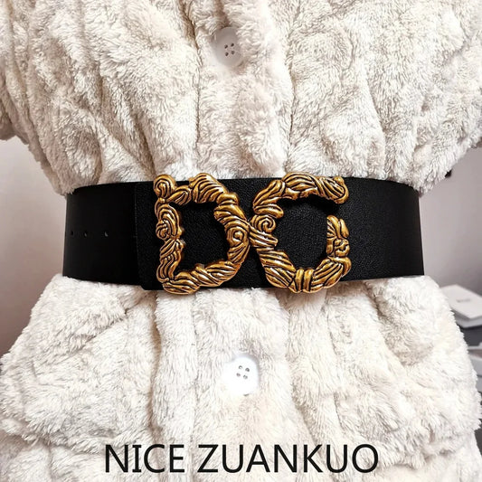 Women's Wide Split Leather Belt For Jeans And Skirts Slimming Fashion Accessory