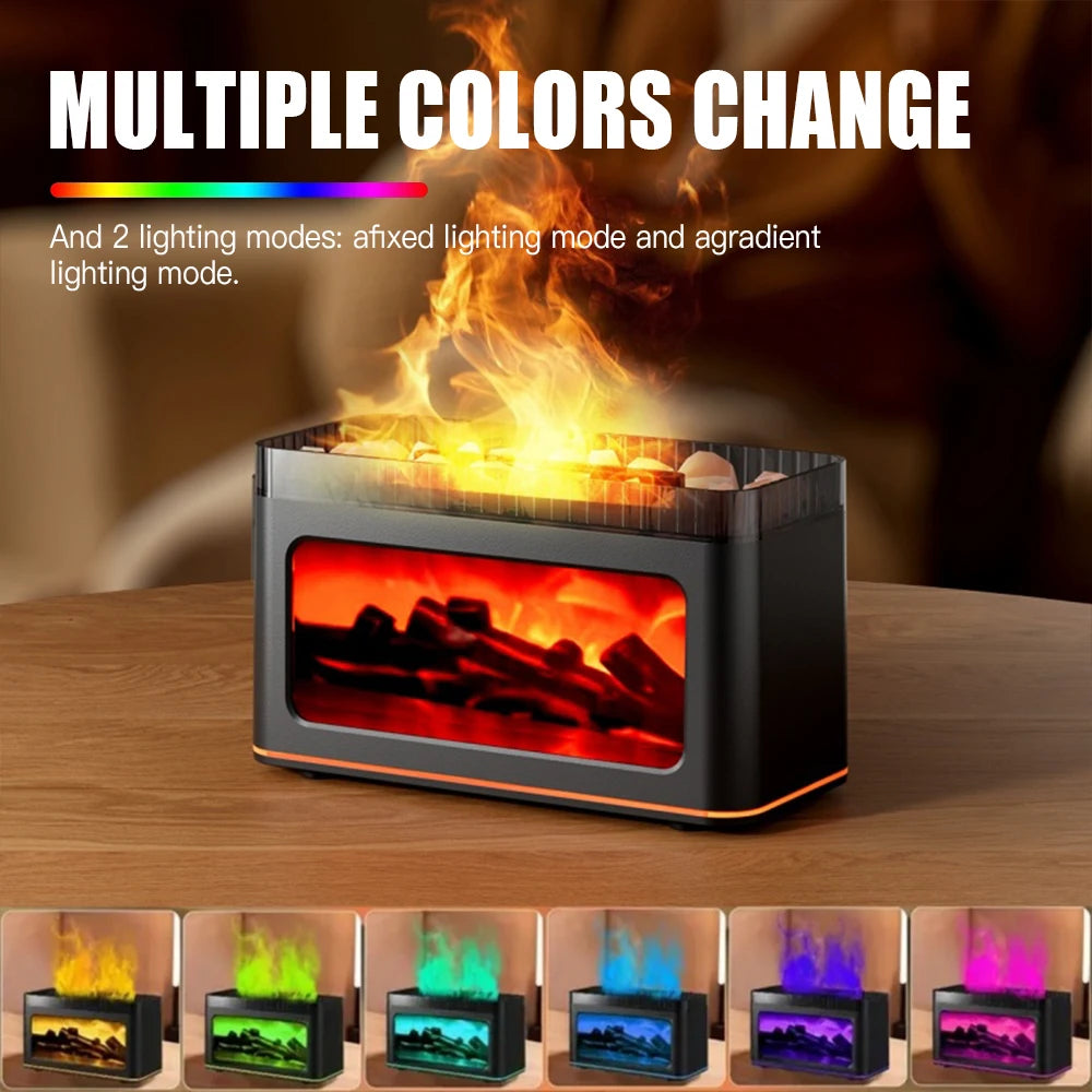 Simulated Flame Aromatherapy Humidifier With Atmosphere Lighting Remote Control