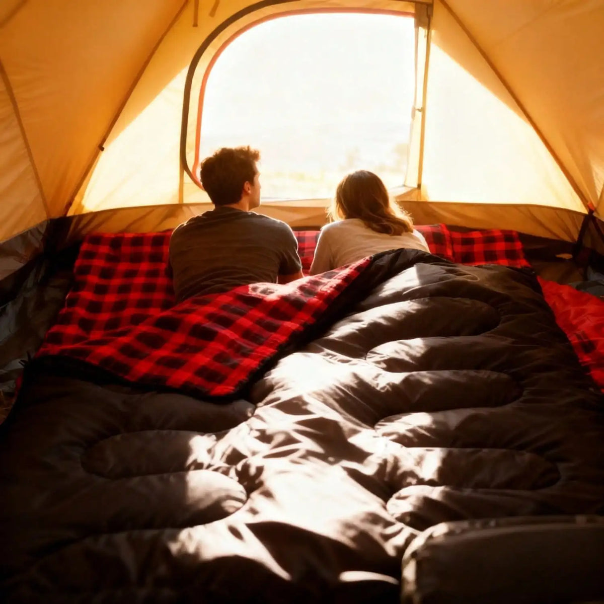 Two Person Camping Sleeping Bag With Pillows For Cold Weather