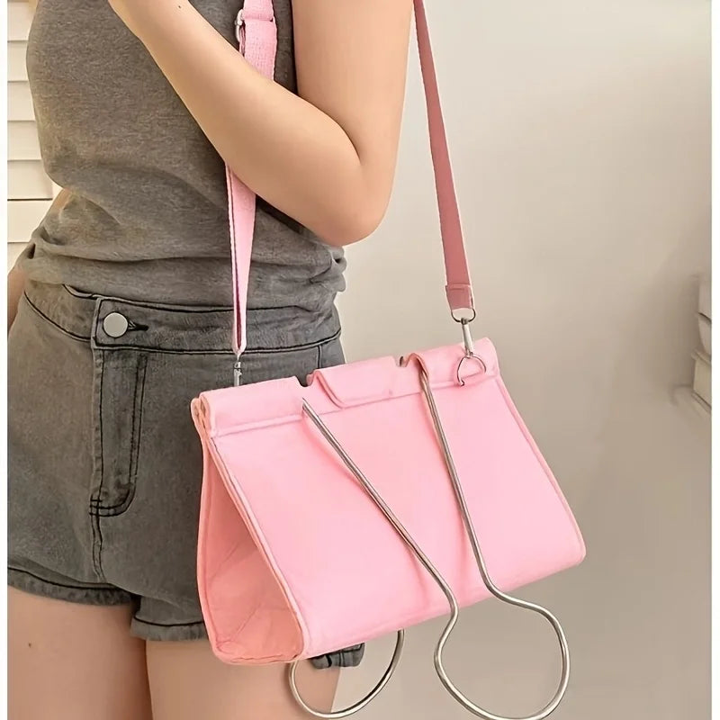 Stylish Clip Shape Square Fabric Women Shoulder Bag