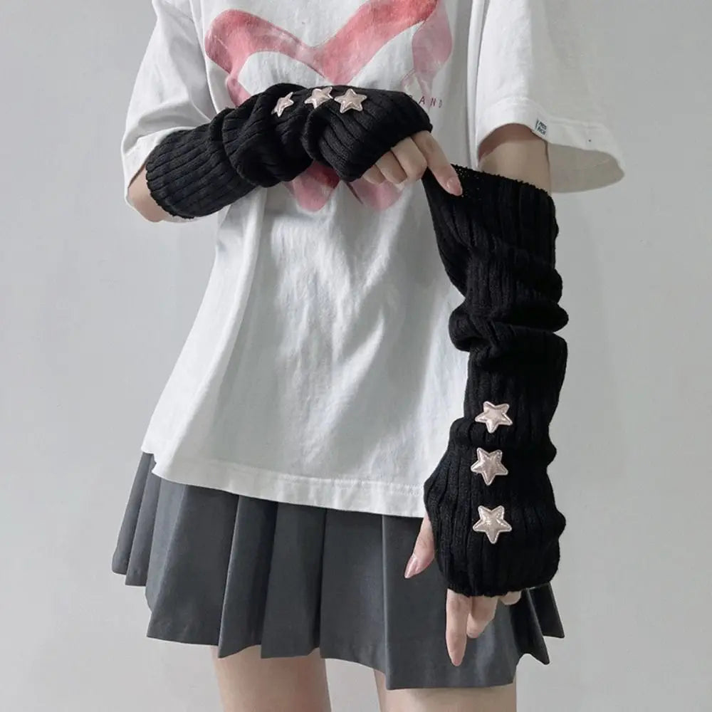 Fingerless Long Wrist Gloves Arm Warmers Polyester For Women