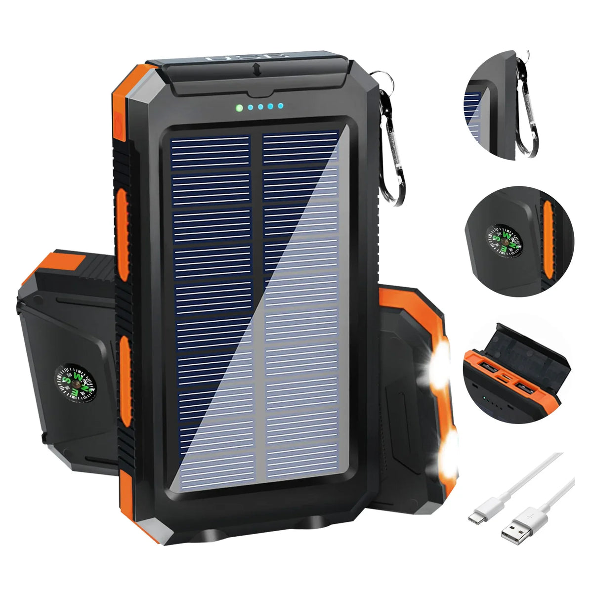 10000mAh Solar Power Bank Featuring Dual USB Type C Ports