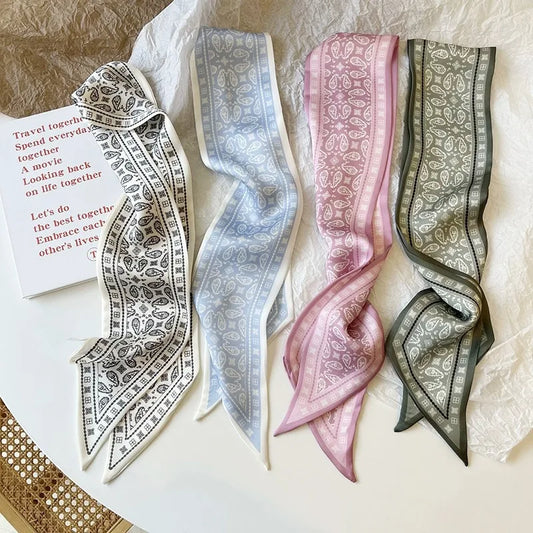 Set Of 4 Satin Scarves For Women Hair Accessories And Neck Ties