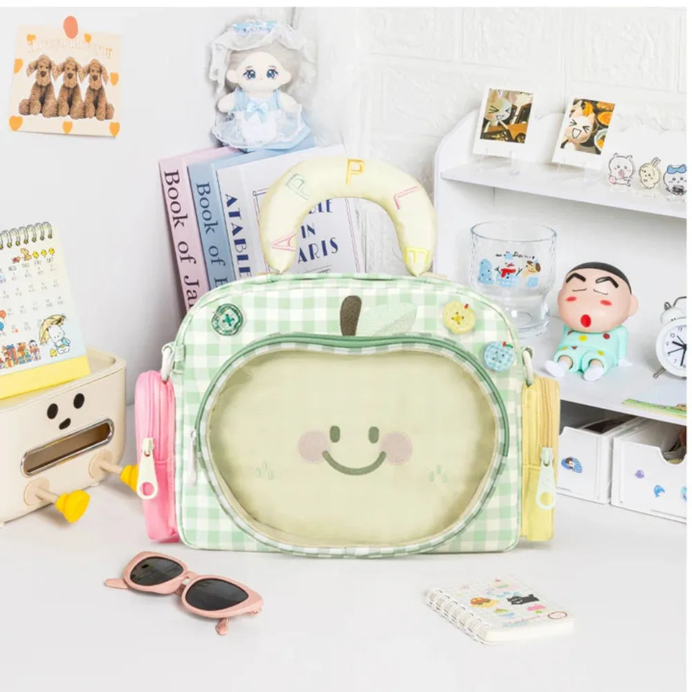 Kabaqoo Transparent Apple Design School Backpack With Zipper Closure