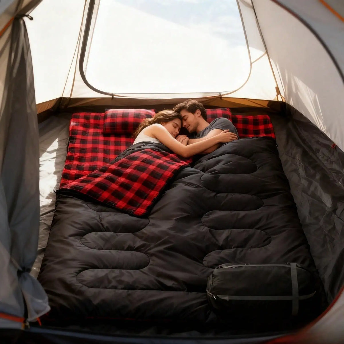 Two Person Camping Sleeping Bag With Pillows For Cold Weather
