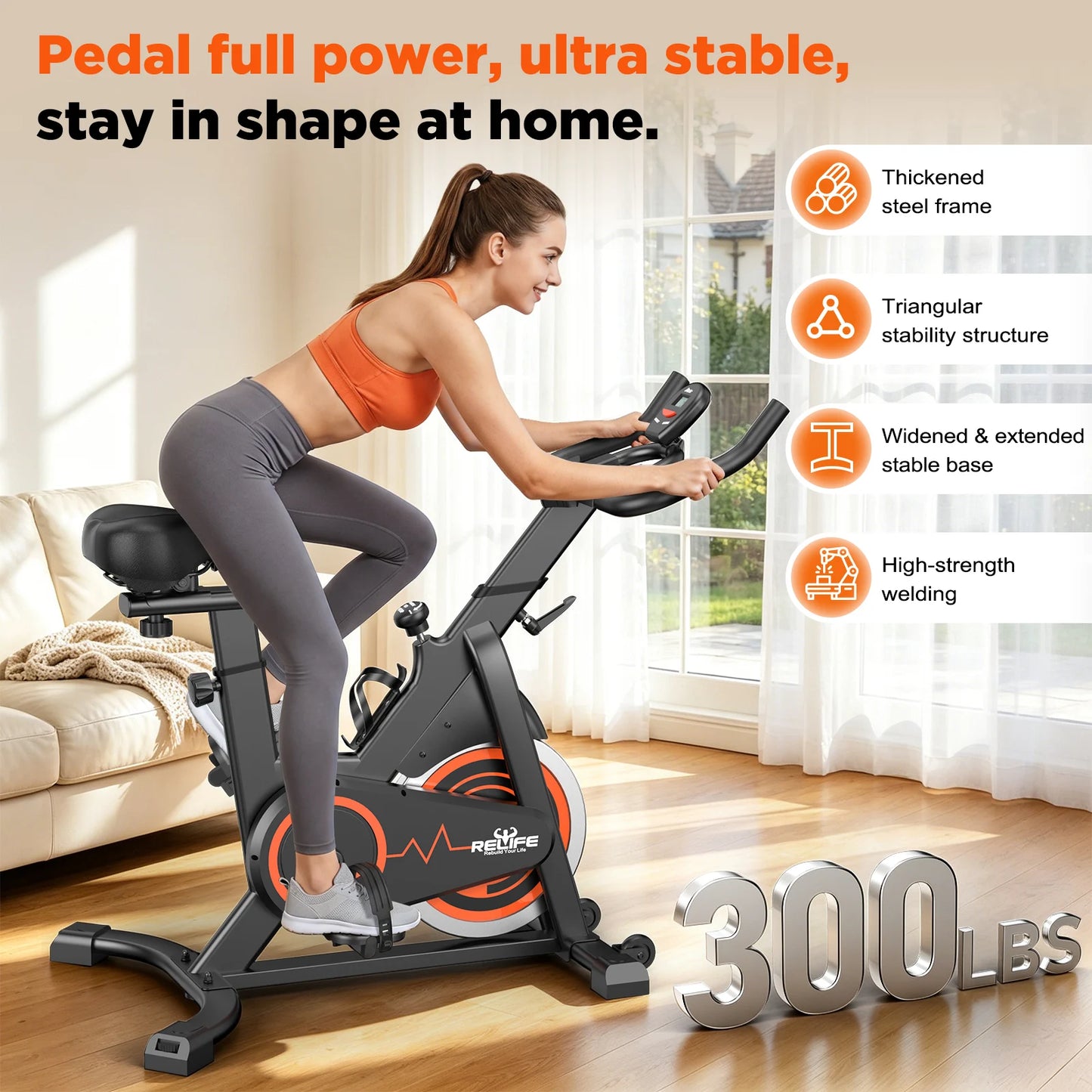 Indoor Cycling Bike Silent Belt Drive With Adjustable Resistance LCD Monitor