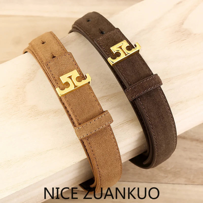 Zuankuo Women's Genuine Leather Suede Fashion Belt With Creative Design