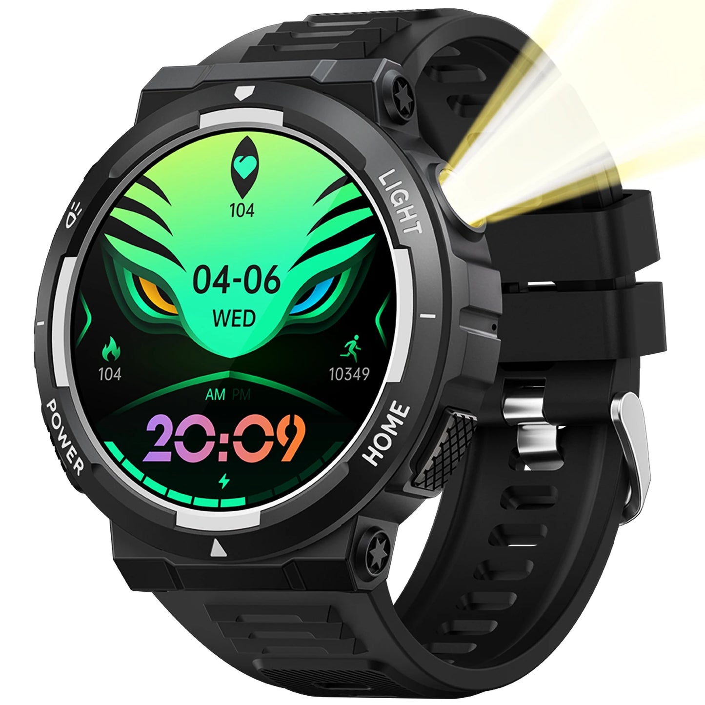 EIGIIS Smart Watch For Men With LED Flashlight Health Monitor