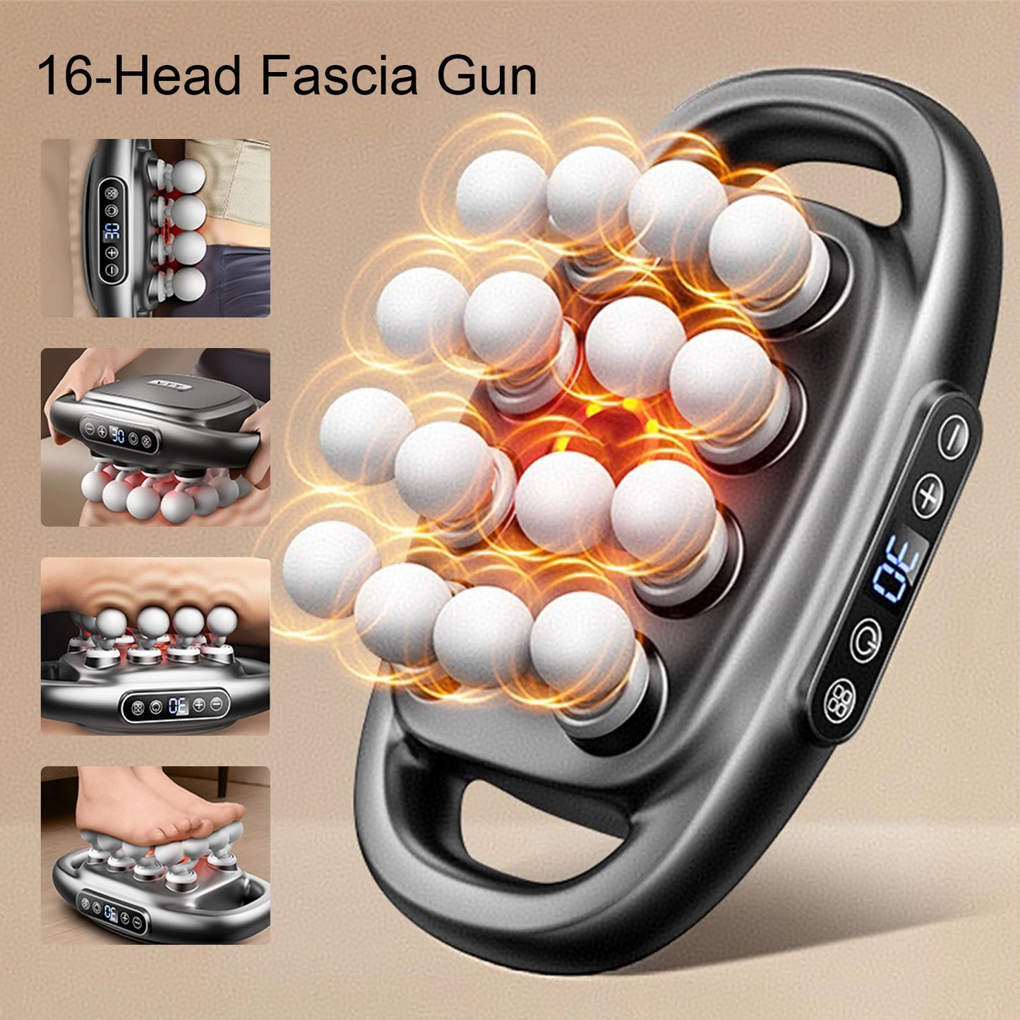 Foreverlily 16-Head Fascia Gun High Frequency Massage Device